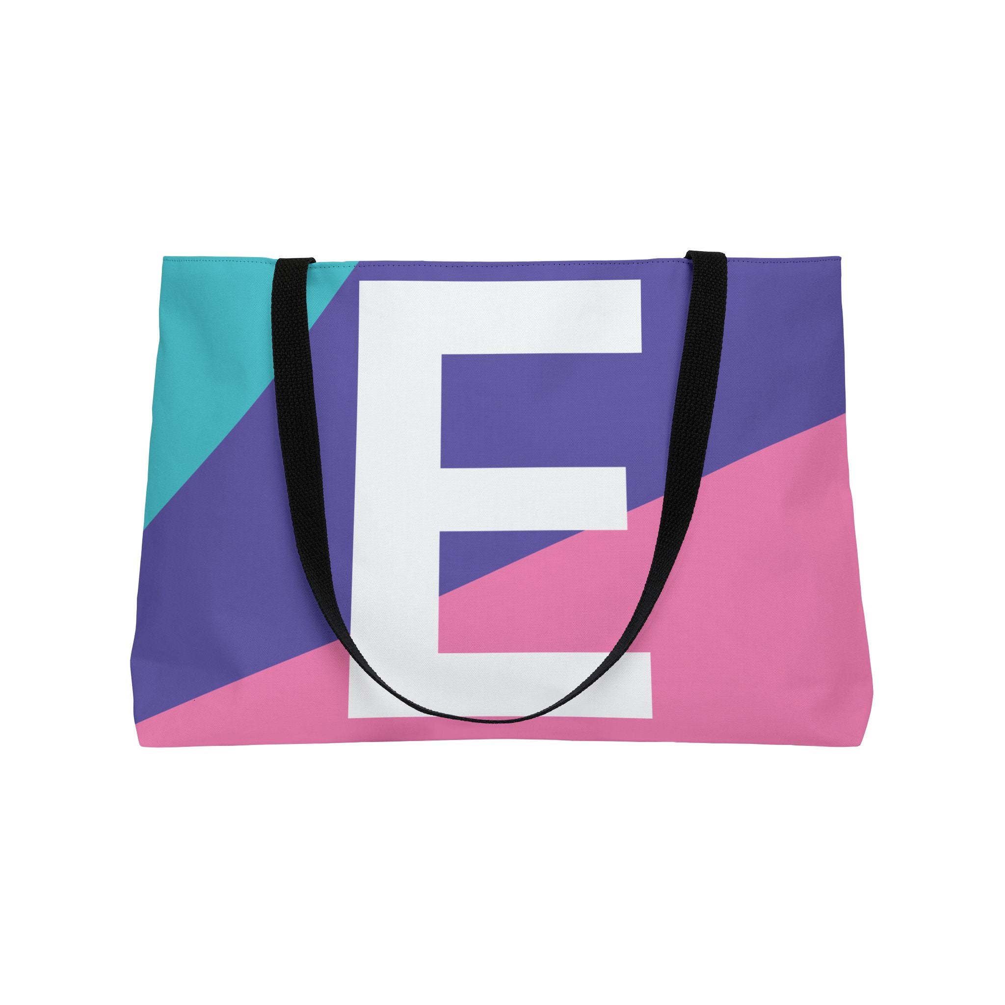 Personalized 'E' Colorblock Tote Bag — Monogram Weekender Tote