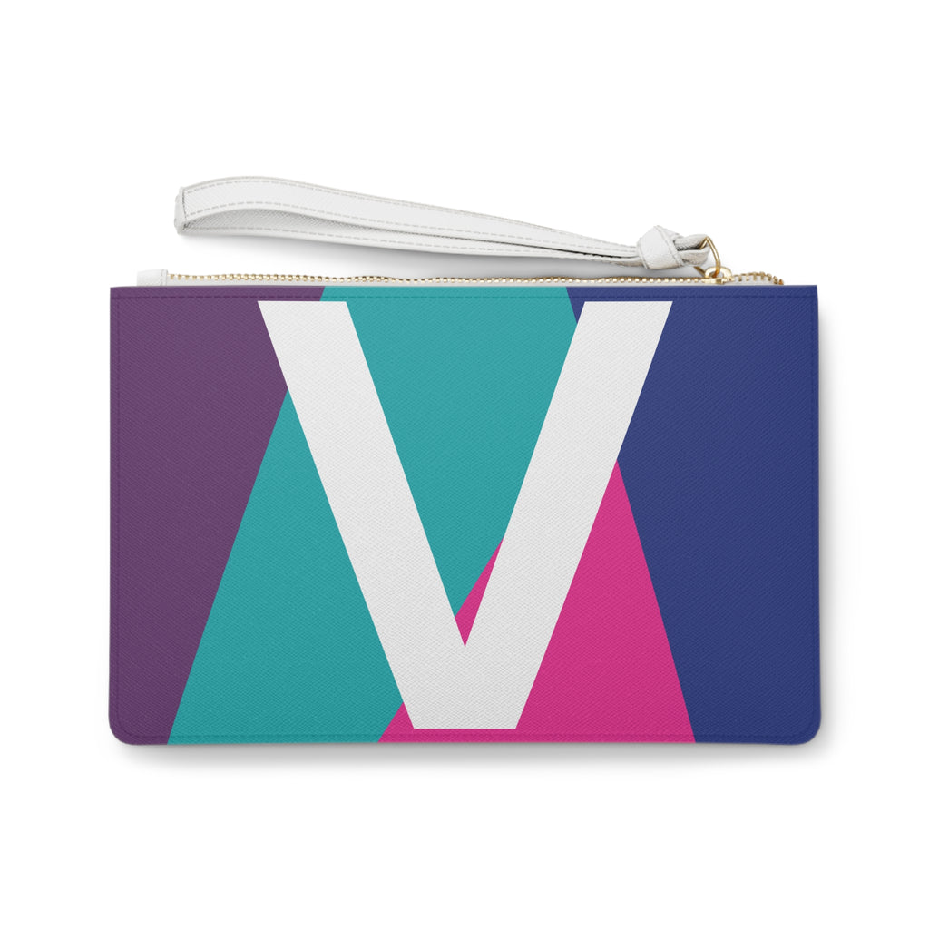 Monogram 'V' Colorblock Clutch Bag — Bold Geometric Wristlet for Everyday & Gifts
