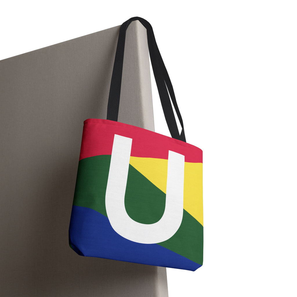 Monogram 'U' Colorblock Tote Bag — Personalized Initial U Shoulder Tote