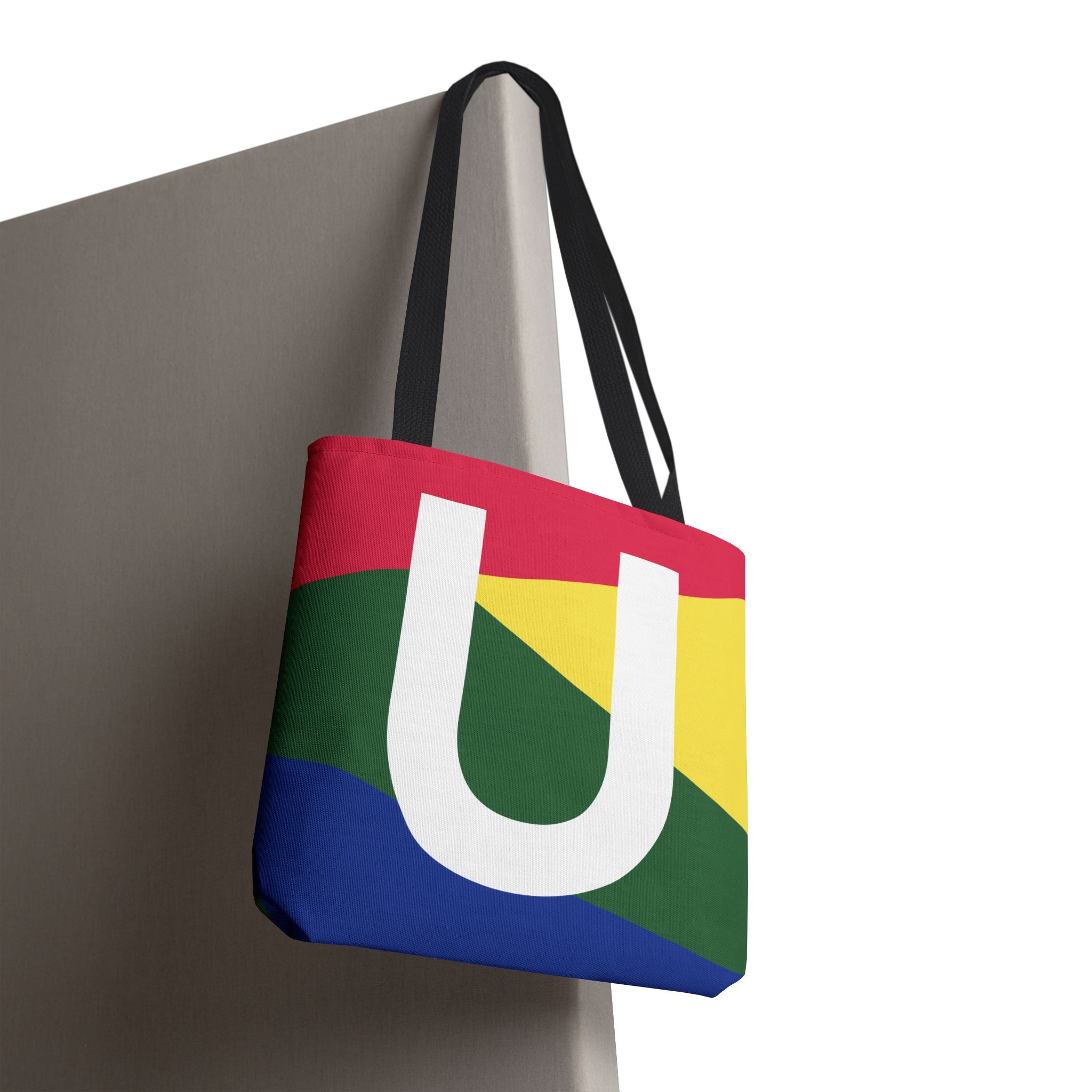 Monogram 'U' Colorblock Tote Bag — Personalized Initial U Shoulder Tote