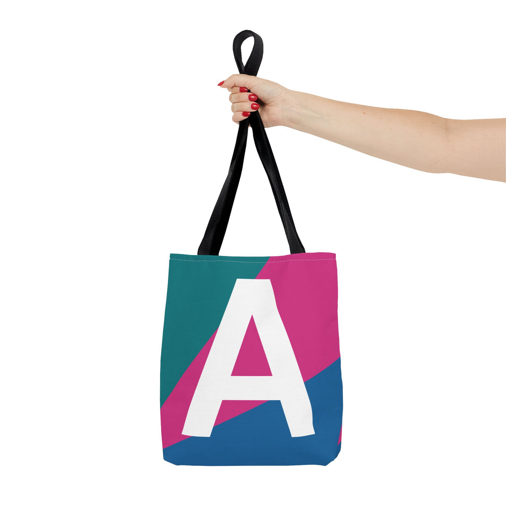 Monogram 'A' Colorblock Tote Bag — Personalized Initial A Shoulder Tote
