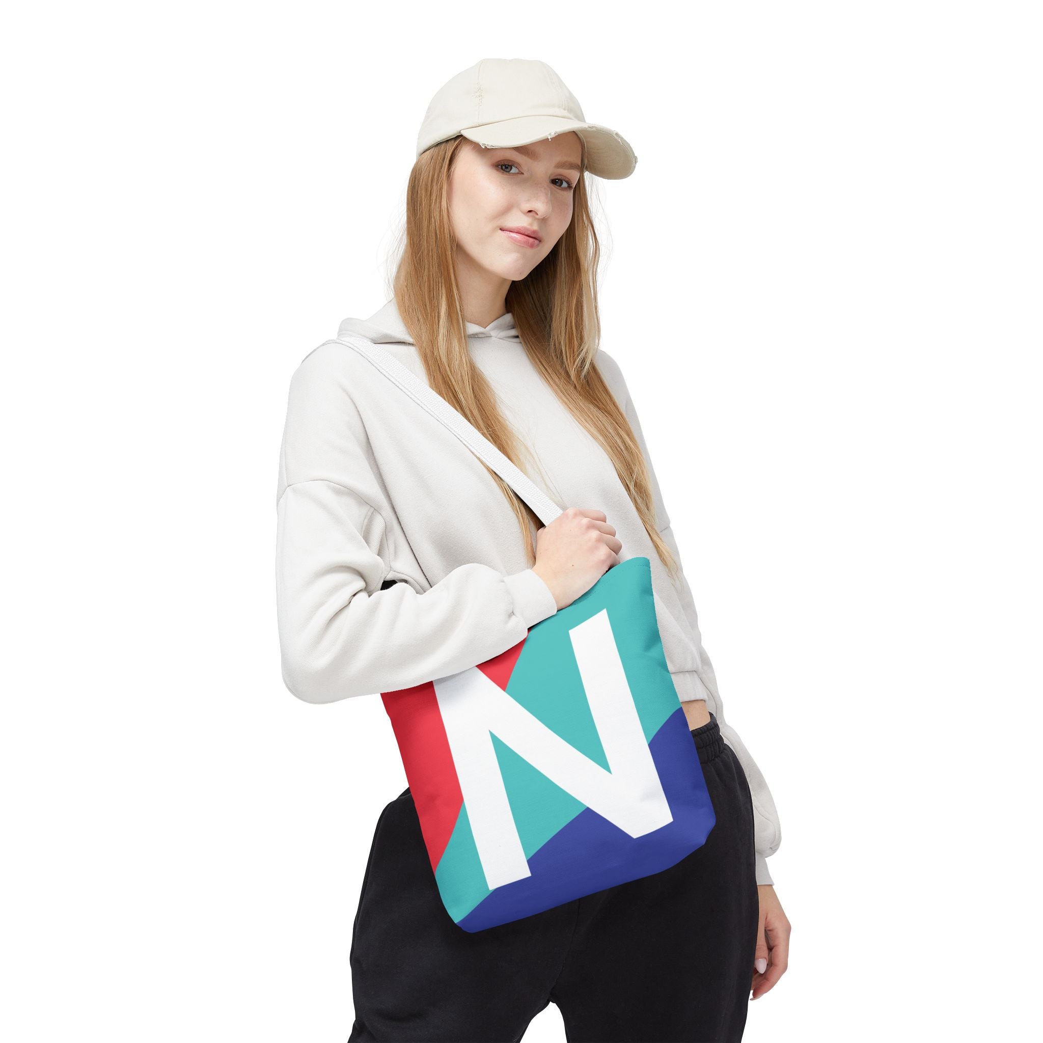 Monogram 'N' Colorblock Tote Bag — Personalized Initial N Shoulder Tote