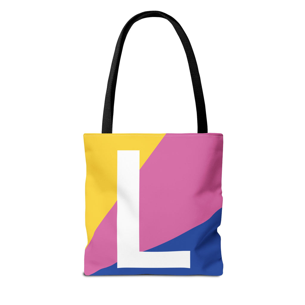 Monogram 'L' Colorblock Tote Bag — Personalized Initial L Shoulder Tote