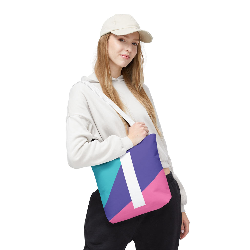 Monogram 'I' Colorblock Tote Bag — Personalized Initial I Shoulder Tote