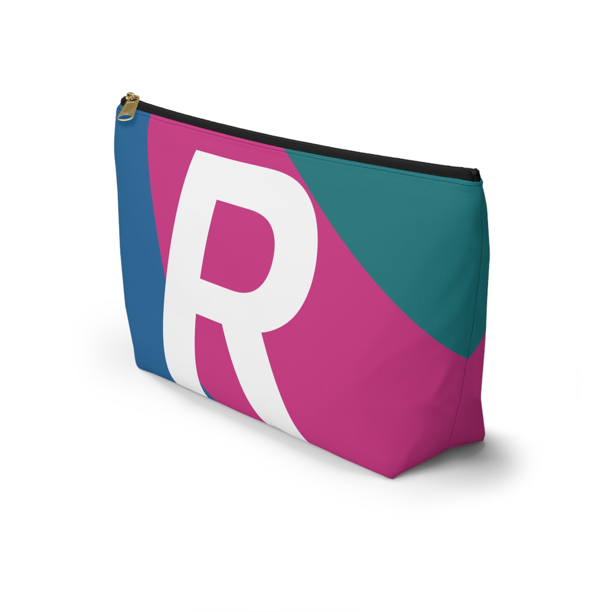 Initials Colorblock Accessory Pouch — Monogram R T-Bottom Cosmetic Bag