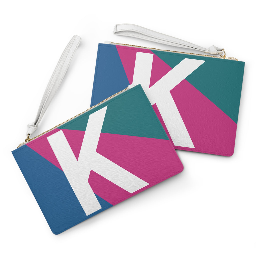 Monogram 'K' Colorblock Clutch Bag — Bold Geometric Wristlet for Everyday & Gifts