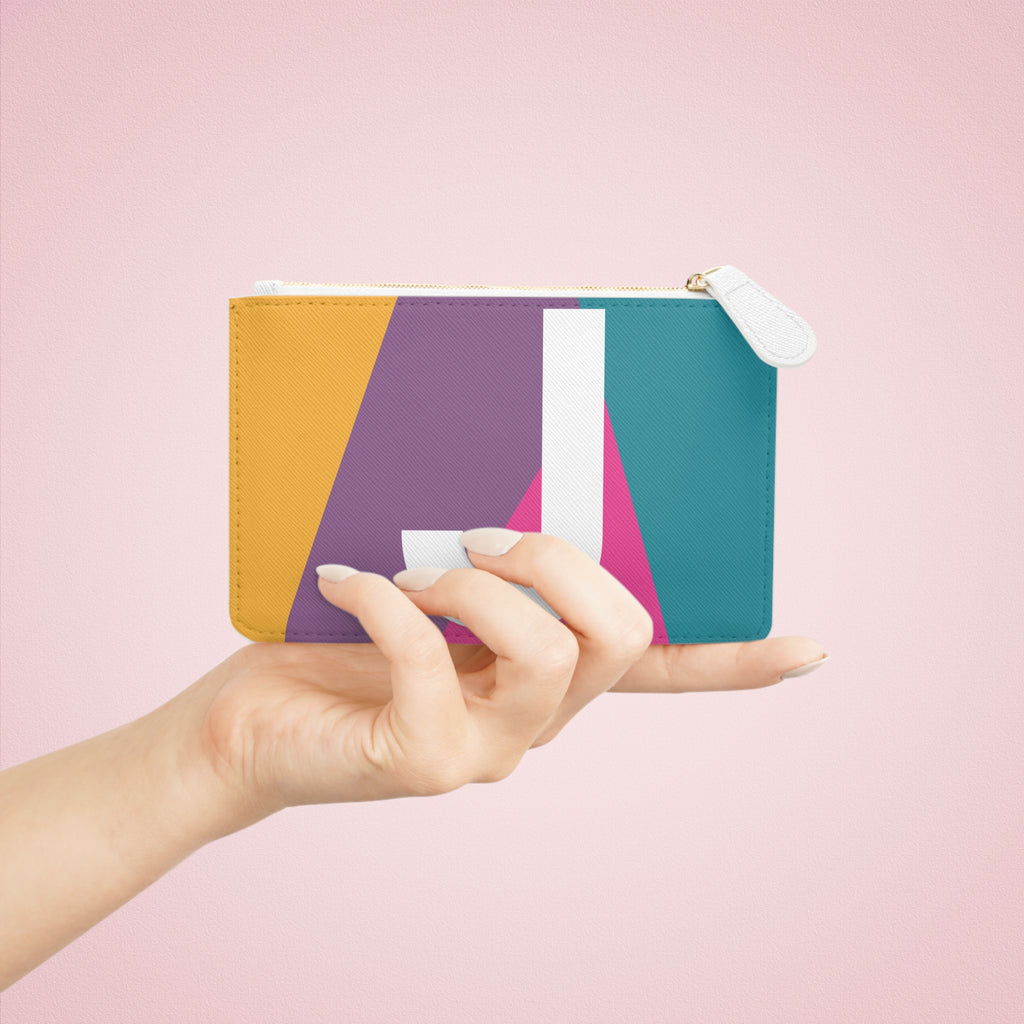Initial J Mini Clutch — Colorblock Monogram Wristlet Wallet