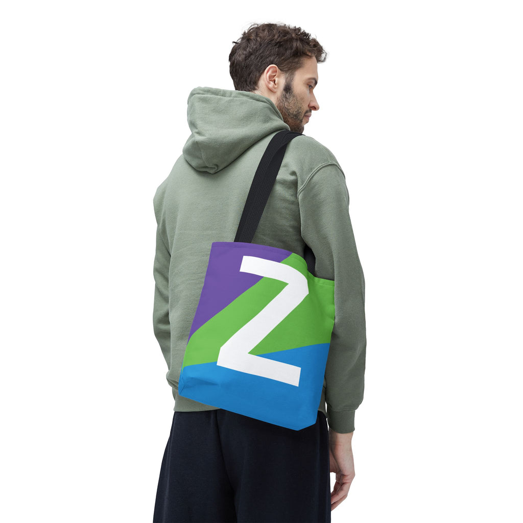 Monogram 'Z' Colorblock Tote Bag — Personalized Initial Z Shoulder Tote