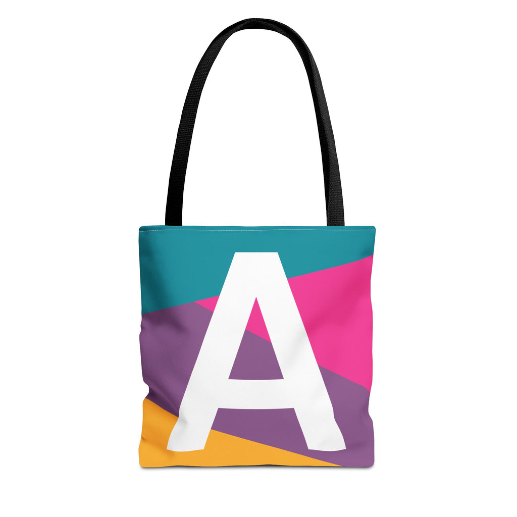 Monogram 'A' Colorblock Tote Bag — Personalized Initial A Shoulder Tote