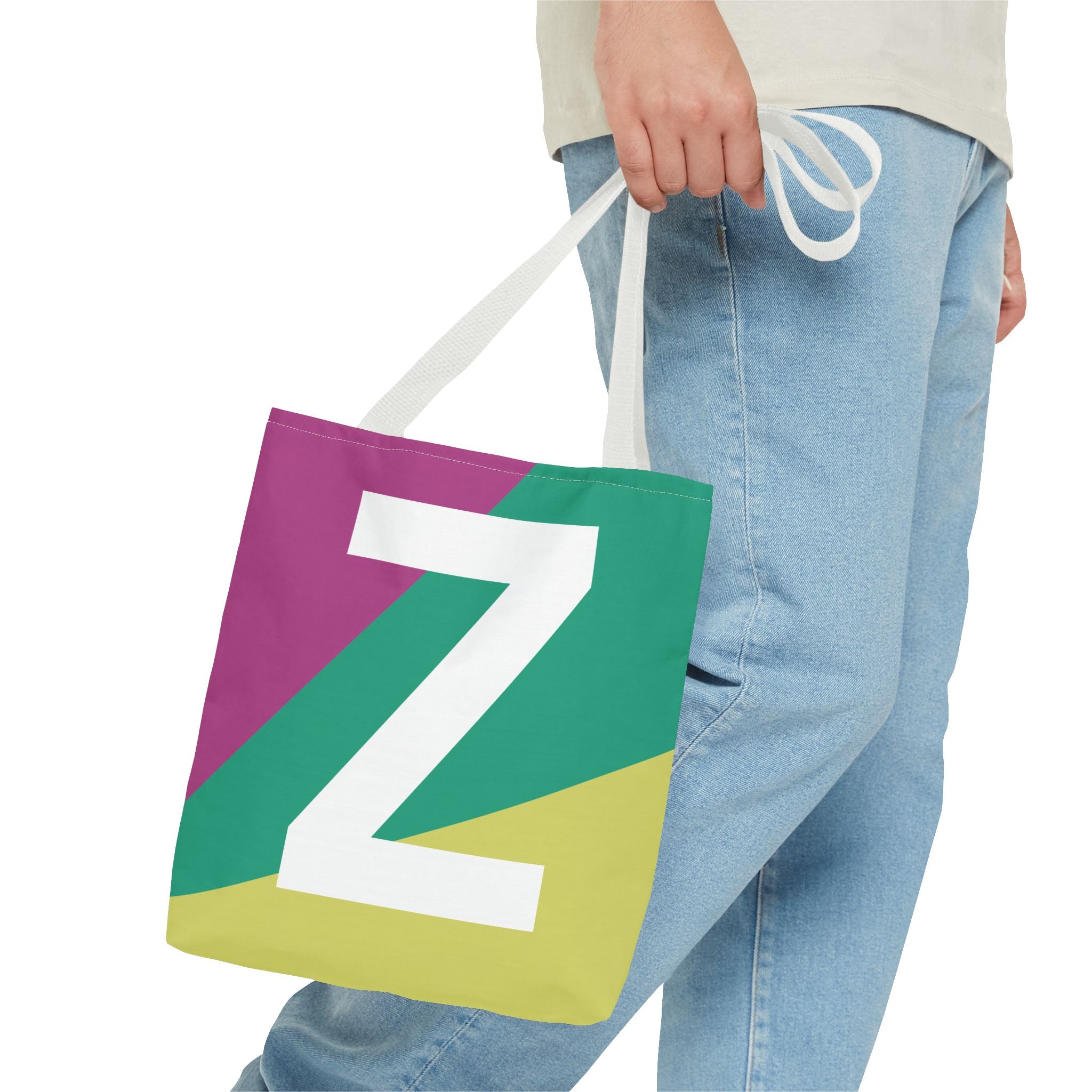 Monogram 'Z' Colorblock Tote Bag — Personalized Initial Z Shoulder Tote
