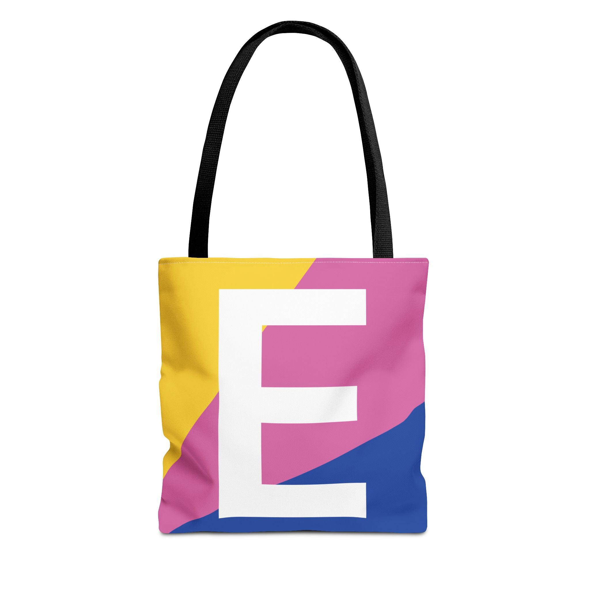 Monogram 'E' Colorblock Tote Bag — Personalized Initial E Shoulder Tote
