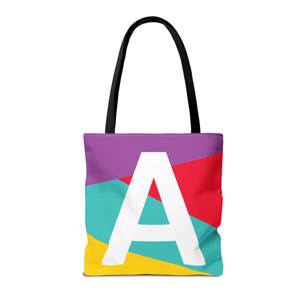 Monogram 'A' Colorblock Tote Bag — Personalized Initial A Shoulder Tote
