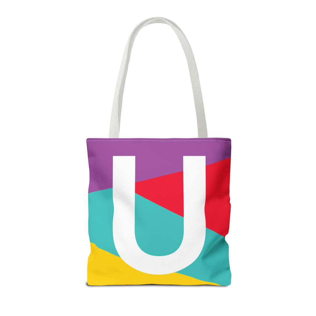 Monogram 'U' Colorblock Tote Bag — Personalized Initial U Shoulder Tote