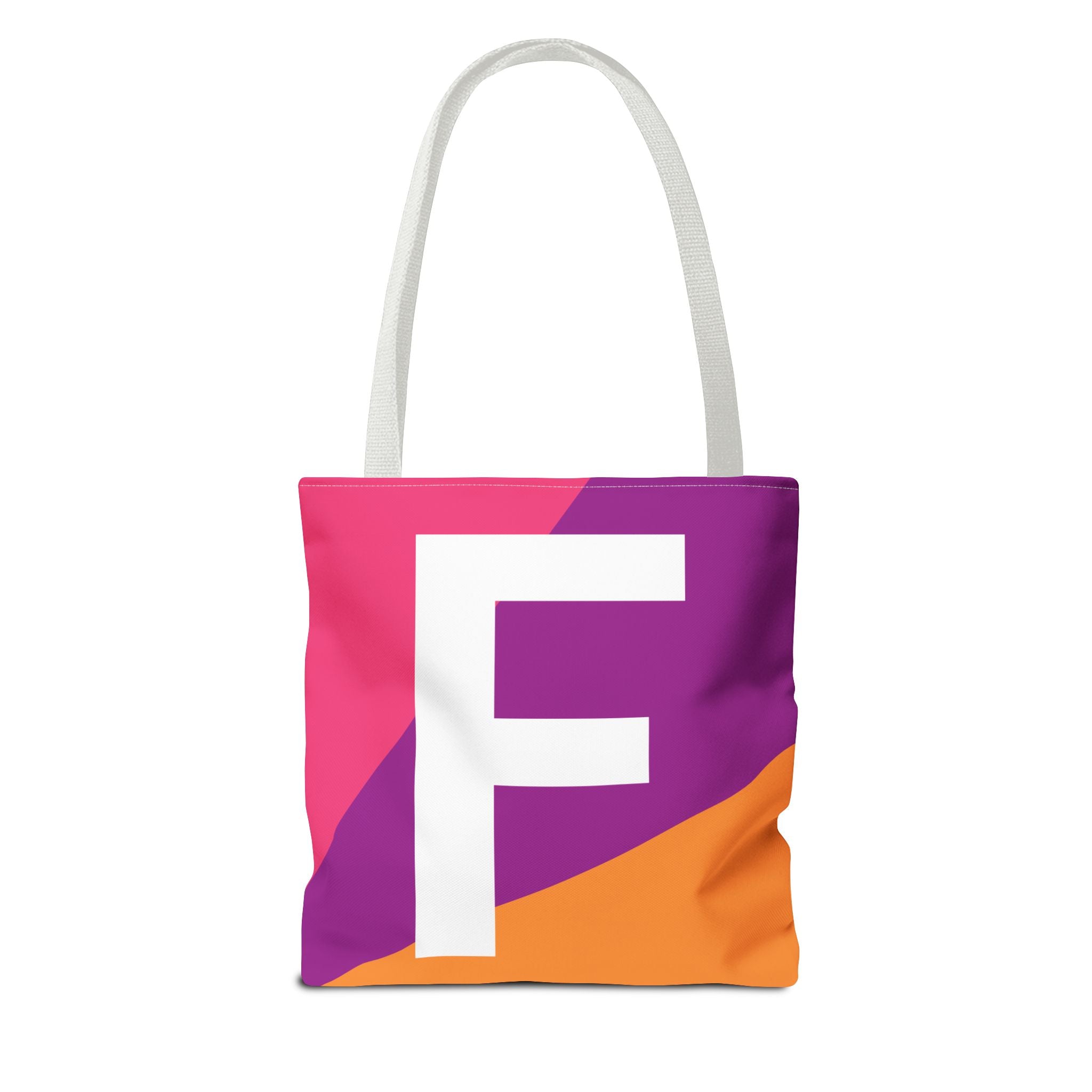 Monogram 'F' Colorblock Tote Bag — Personalized Initial F Shoulder Tote