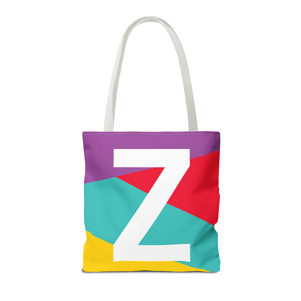 Monogram 'Z' Colorblock Tote Bag — Personalized Initial Z Shoulder Tote