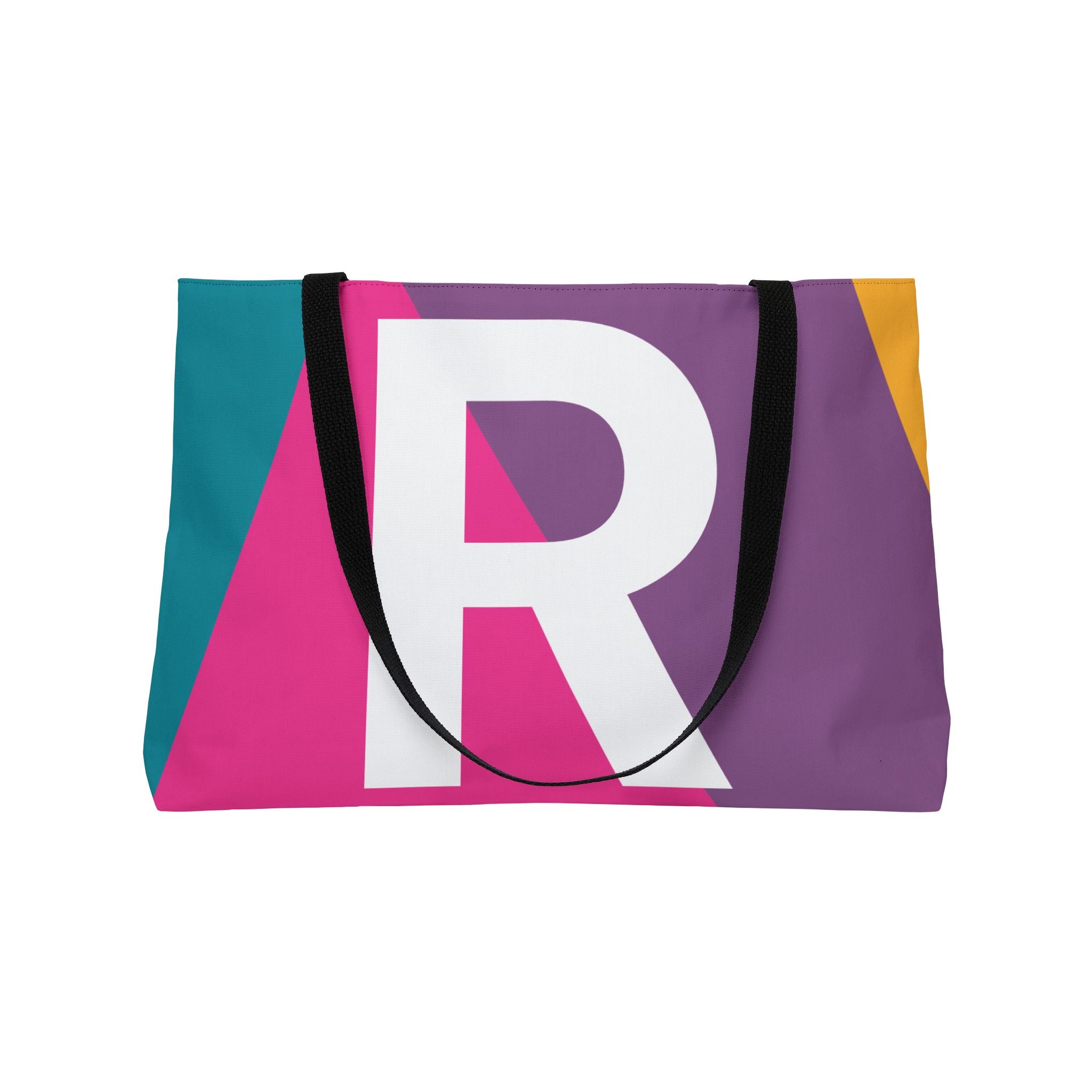 Personalized 'R' Colorblock Tote Bag — Monogram Weekender Tote
