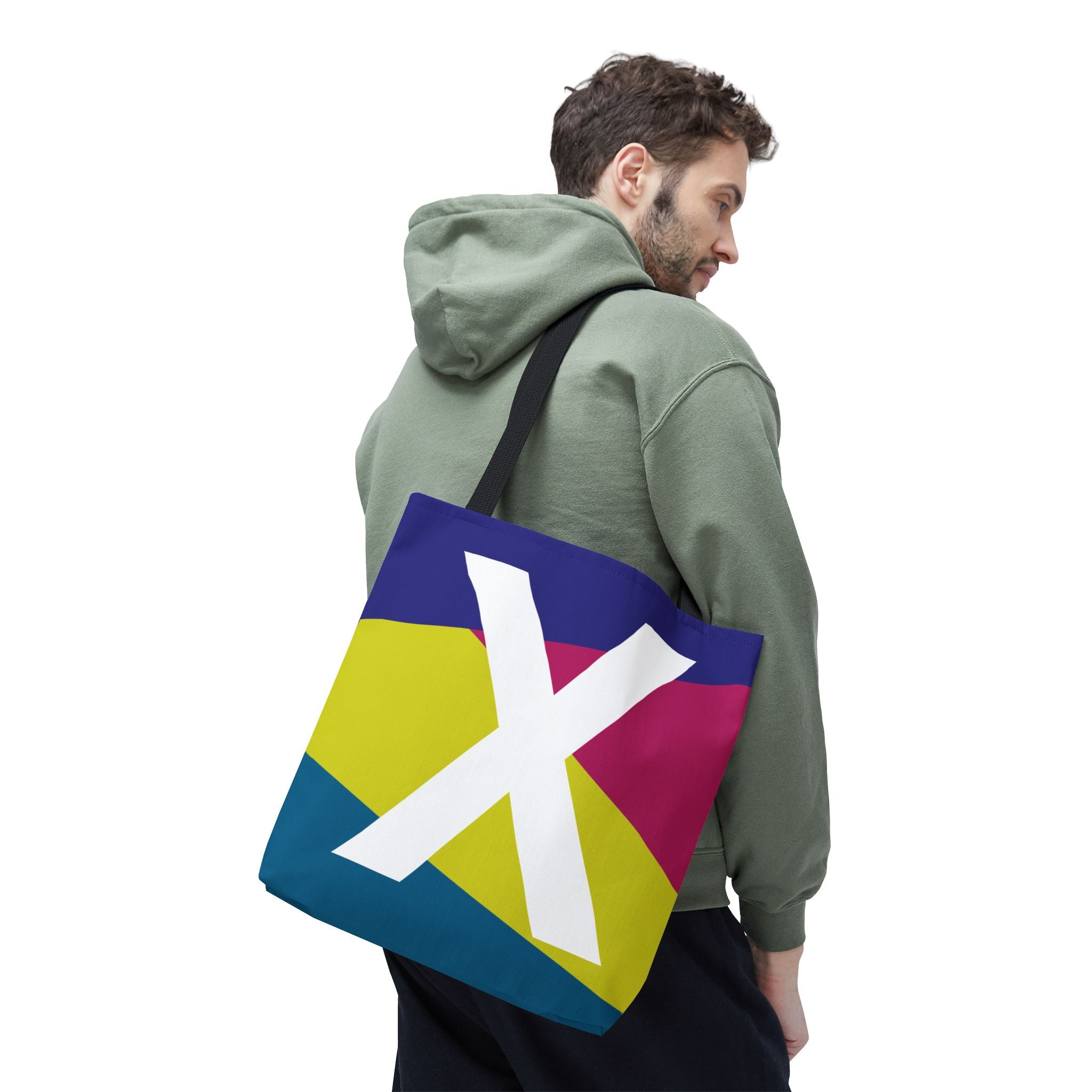 Monogram 'X' Colorblock Tote Bag — Personalized Initial X Shoulder Tote