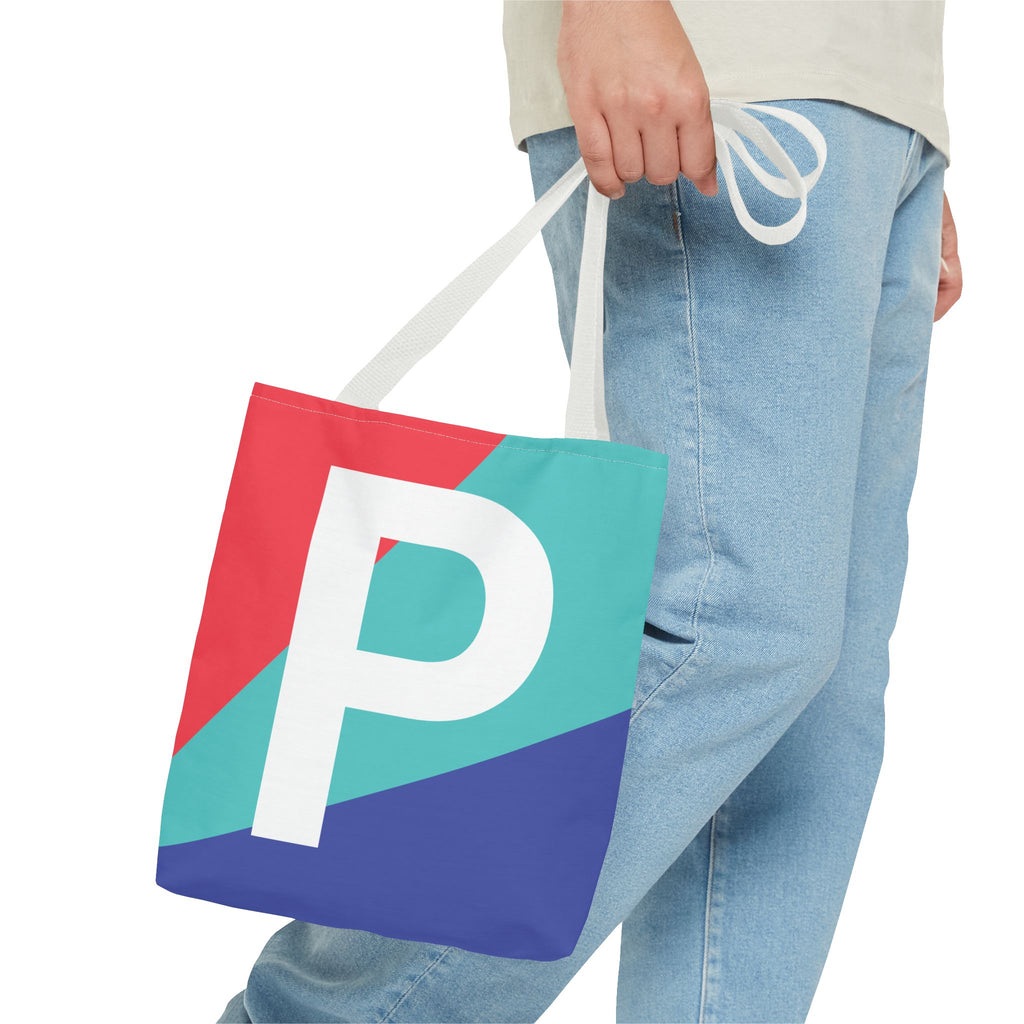 Monogram 'P' Colorblock Tote Bag — Personalized Initial P Shoulder Tote