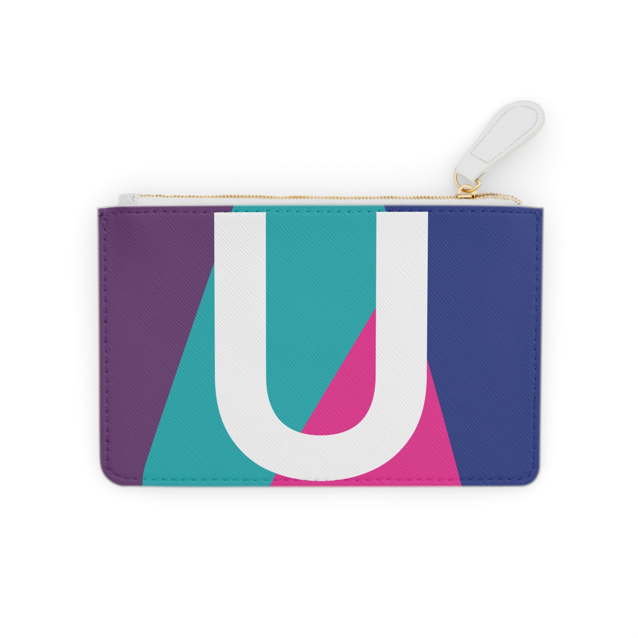 Initial U Mini Clutch — Colorblock Monogram Wristlet Wallet