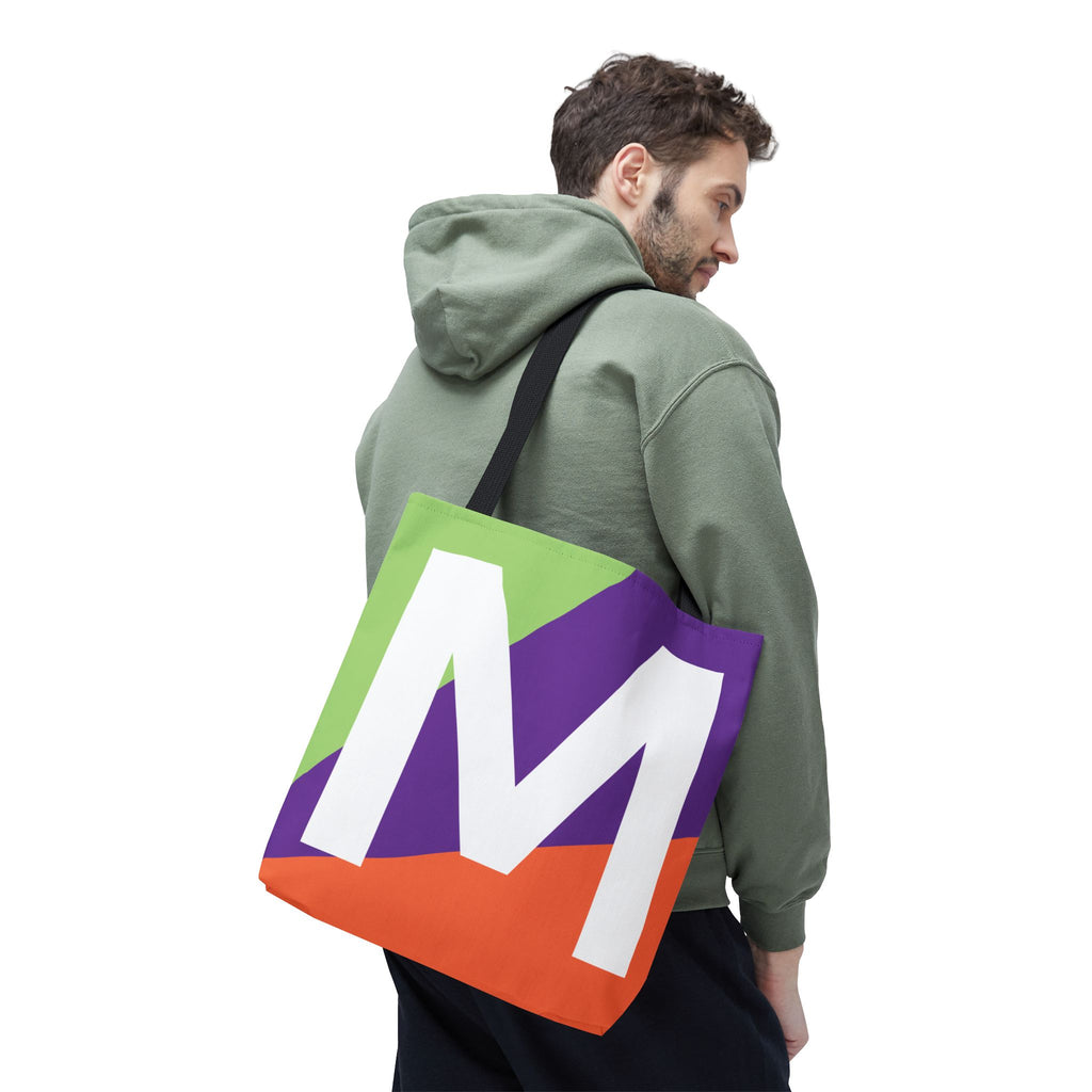 Monogram 'M' Colorblock Tote Bag — Personalized Initial M Shoulder Tote