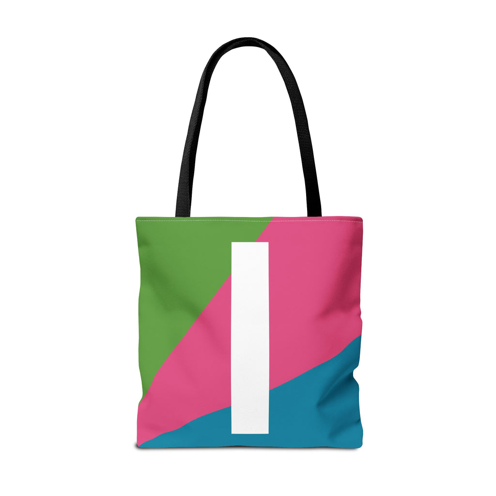 Monogram 'I' Colorblock Tote Bag — Personalized Initial I Shoulder Tote