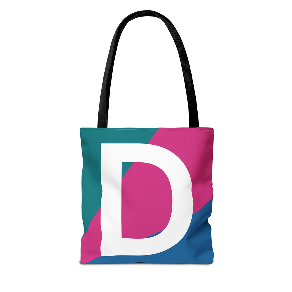 Monogram 'D' Colorblock Tote Bag — Personalized Initial D Shoulder Tote
