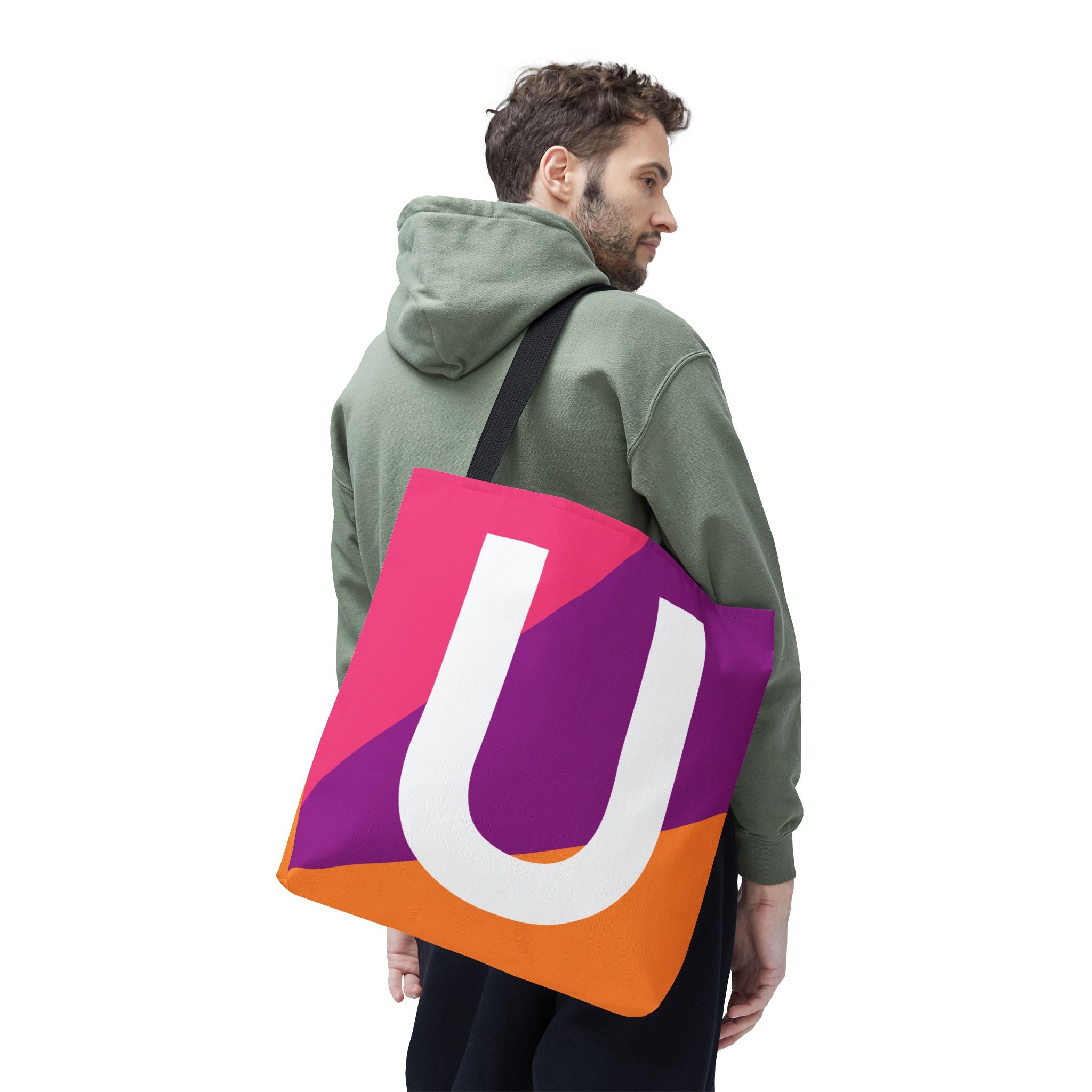 Monogram 'U' Colorblock Tote Bag — Personalized Initial U Shoulder Tote