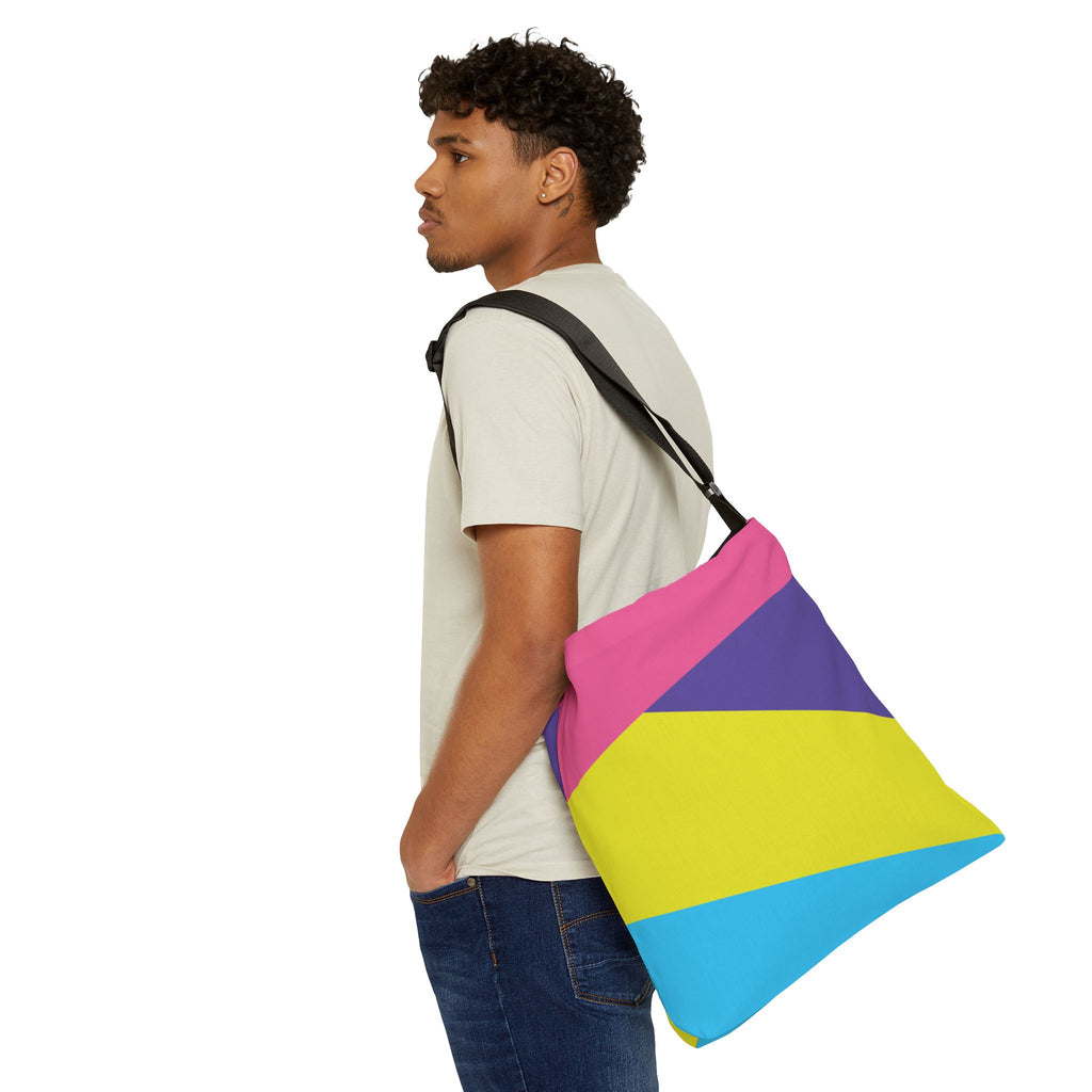 Colorblock Geometric Tote Bag — Adjustable Strap, Bright Abstract Pattern