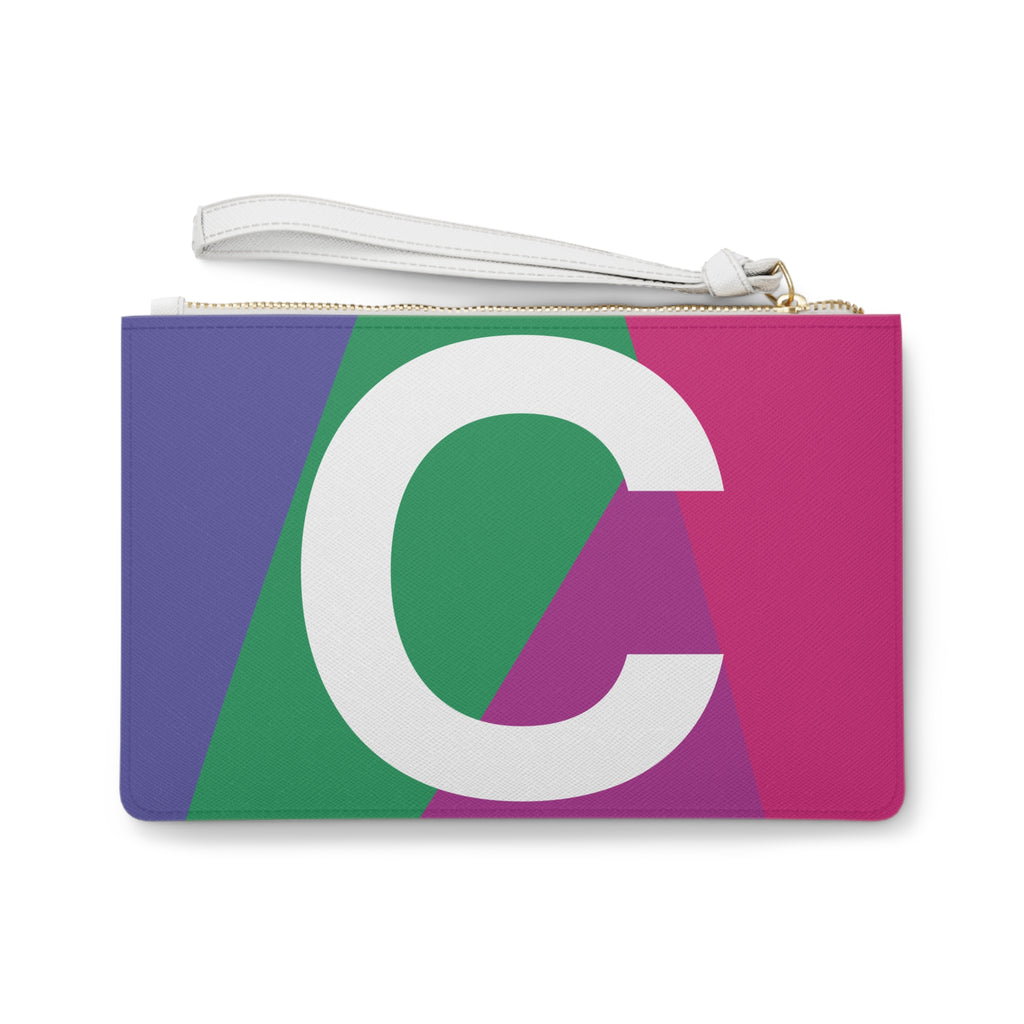 Monogram 'C' Colorblock Clutch Bag — Bold Geometric Wristlet for Everyday & Gifts