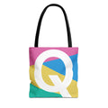 Monogram 'Q' Colorblock Tote Bag — Personalized Initial Q Shoulder Tote