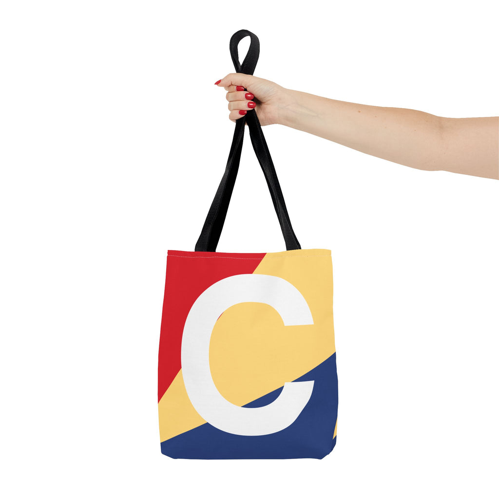 Monogram 'C' Colorblock Tote Bag — Personalized Initial C Shoulder Tote