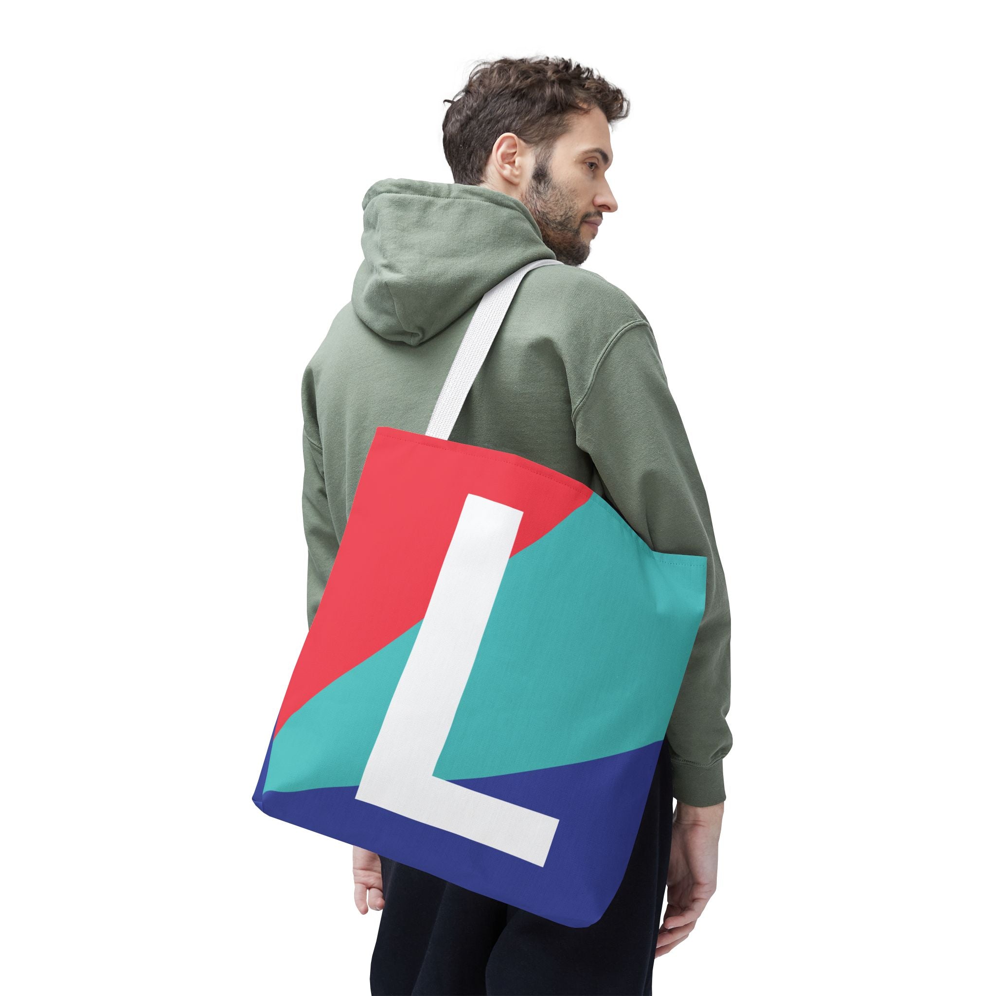 Monogram 'L' Colorblock Tote Bag — Personalized Initial L Shoulder Tote
