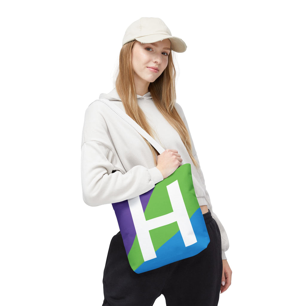 Monogram 'H' Colorblock Tote Bag — Personalized Initial H Shoulder Tote