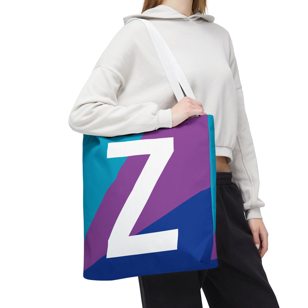 Monogram 'Z' Colorblock Tote Bag — Personalized Initial Z Shoulder Tote
