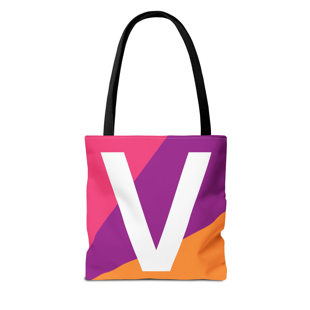 Monogram 'V' Colorblock Tote Bag — Personalized Initial V Shoulder Tote