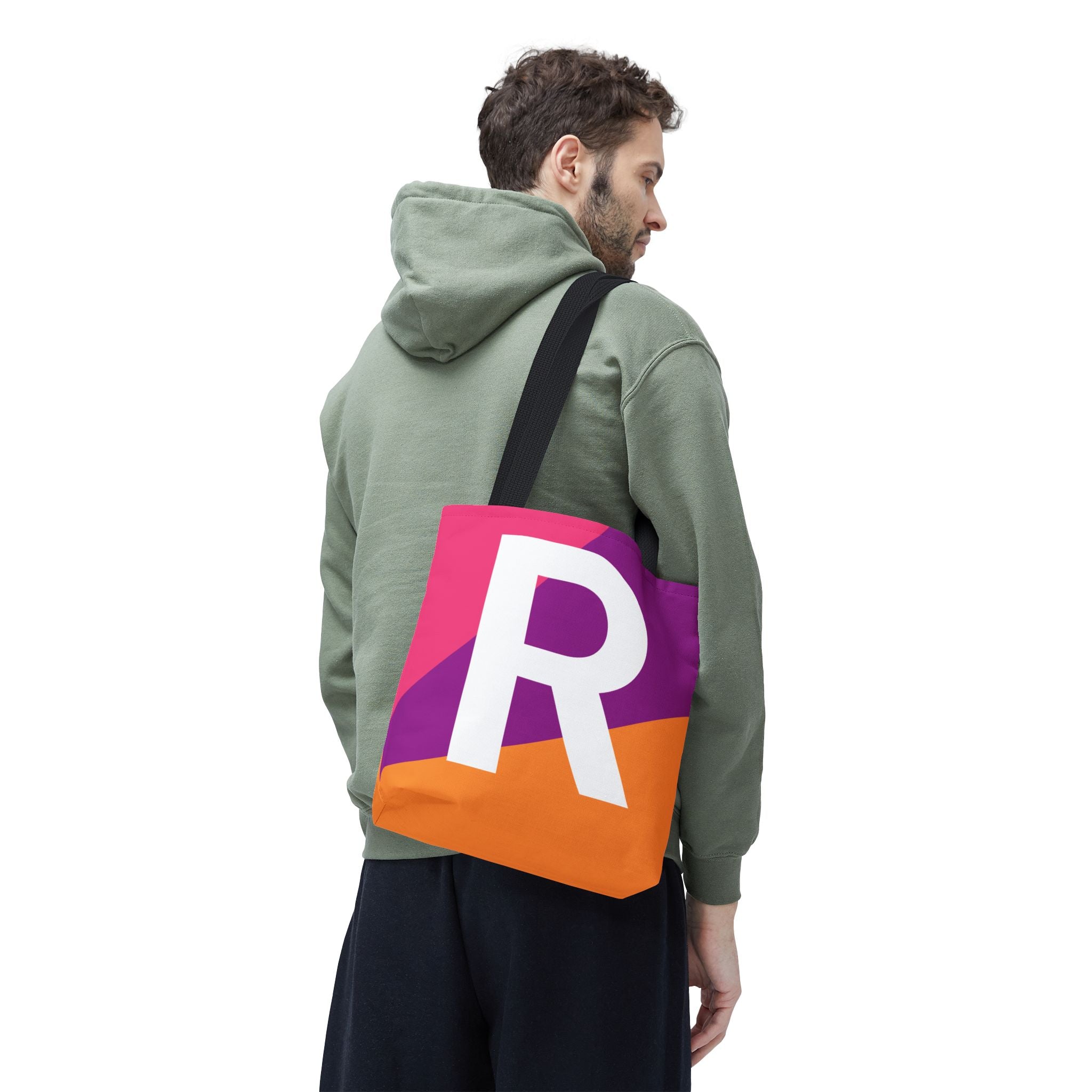 Monogram 'R' Colorblock Tote Bag — Personalized Initial R Shoulder Tote