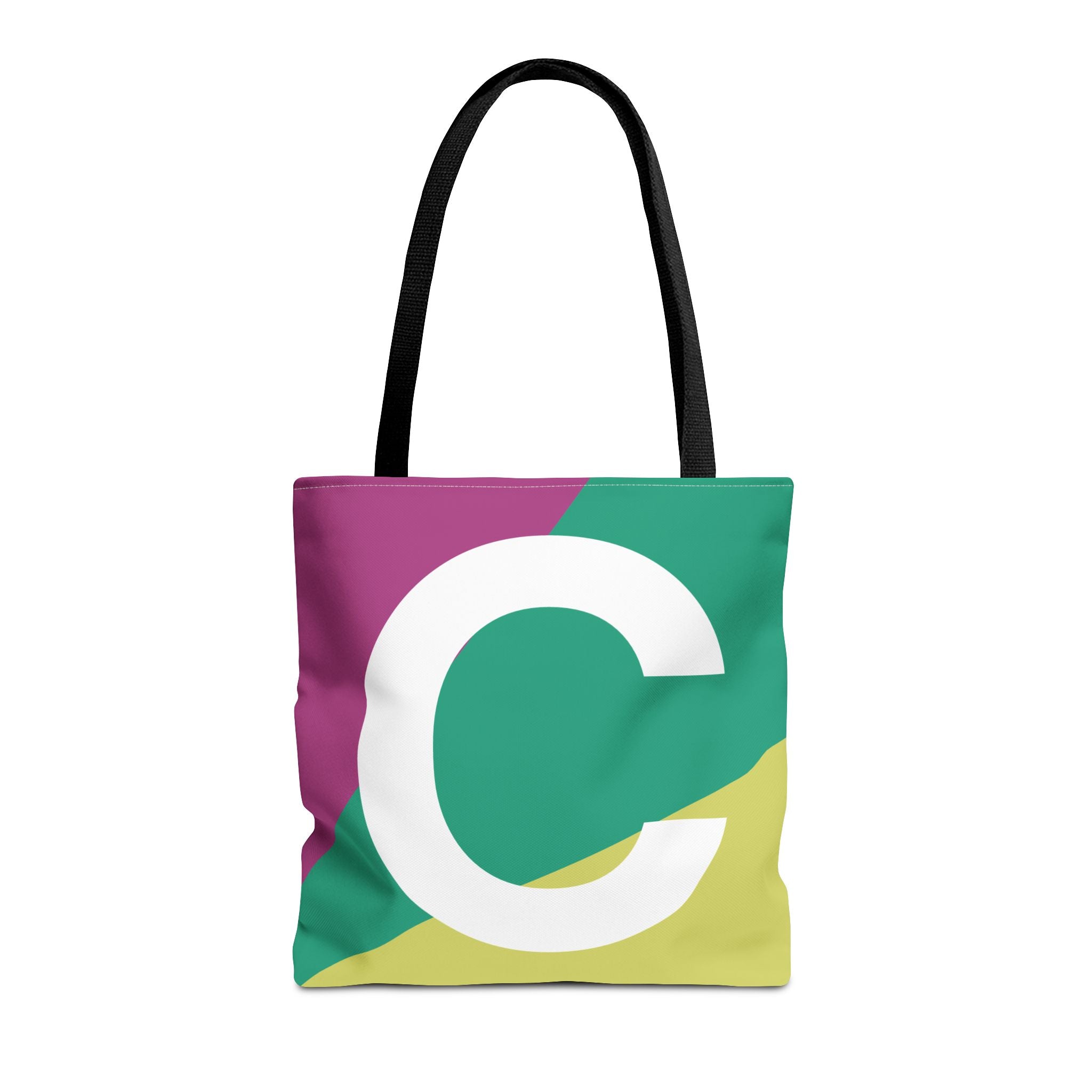 Monogram 'C' Colorblock Tote Bag — Personalized Initial C Shoulder Tote