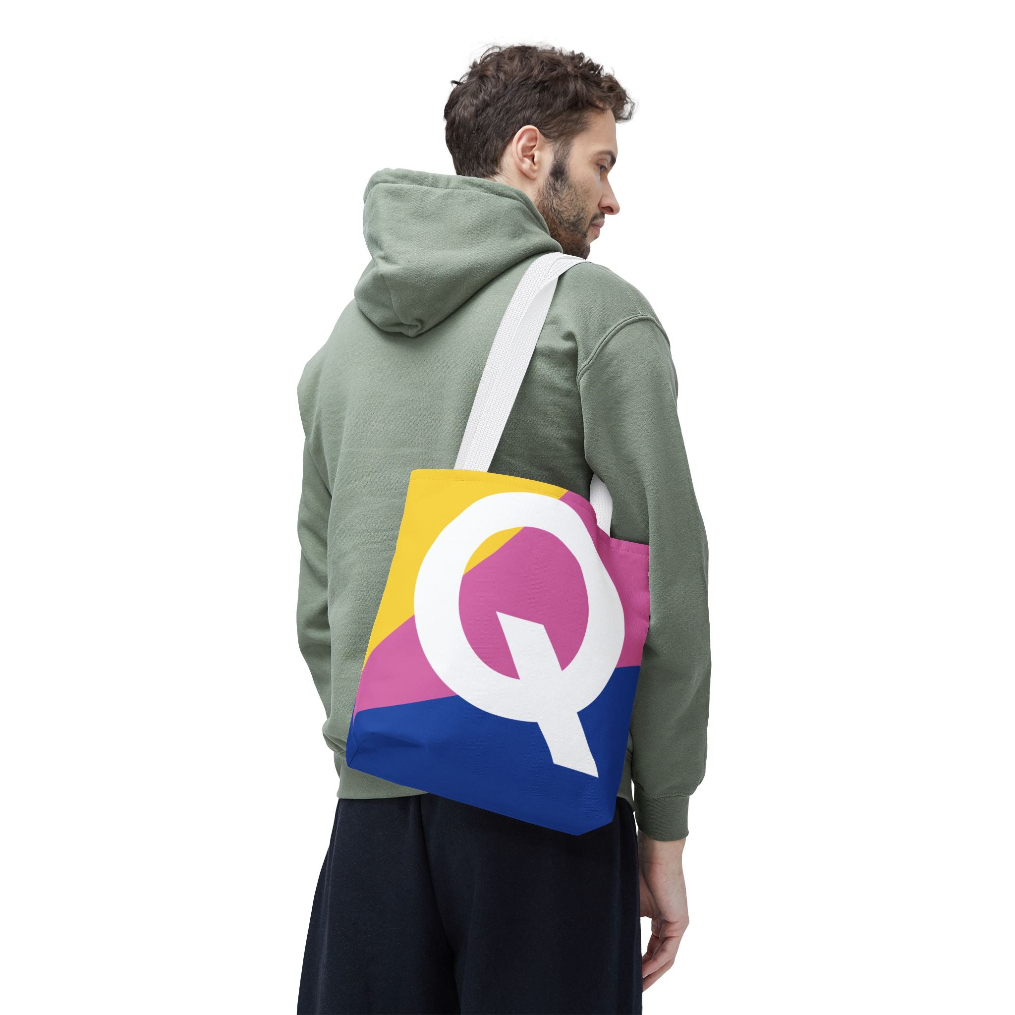 Monogram 'Q' Colorblock Tote Bag — Personalized Initial Q Shoulder Tote