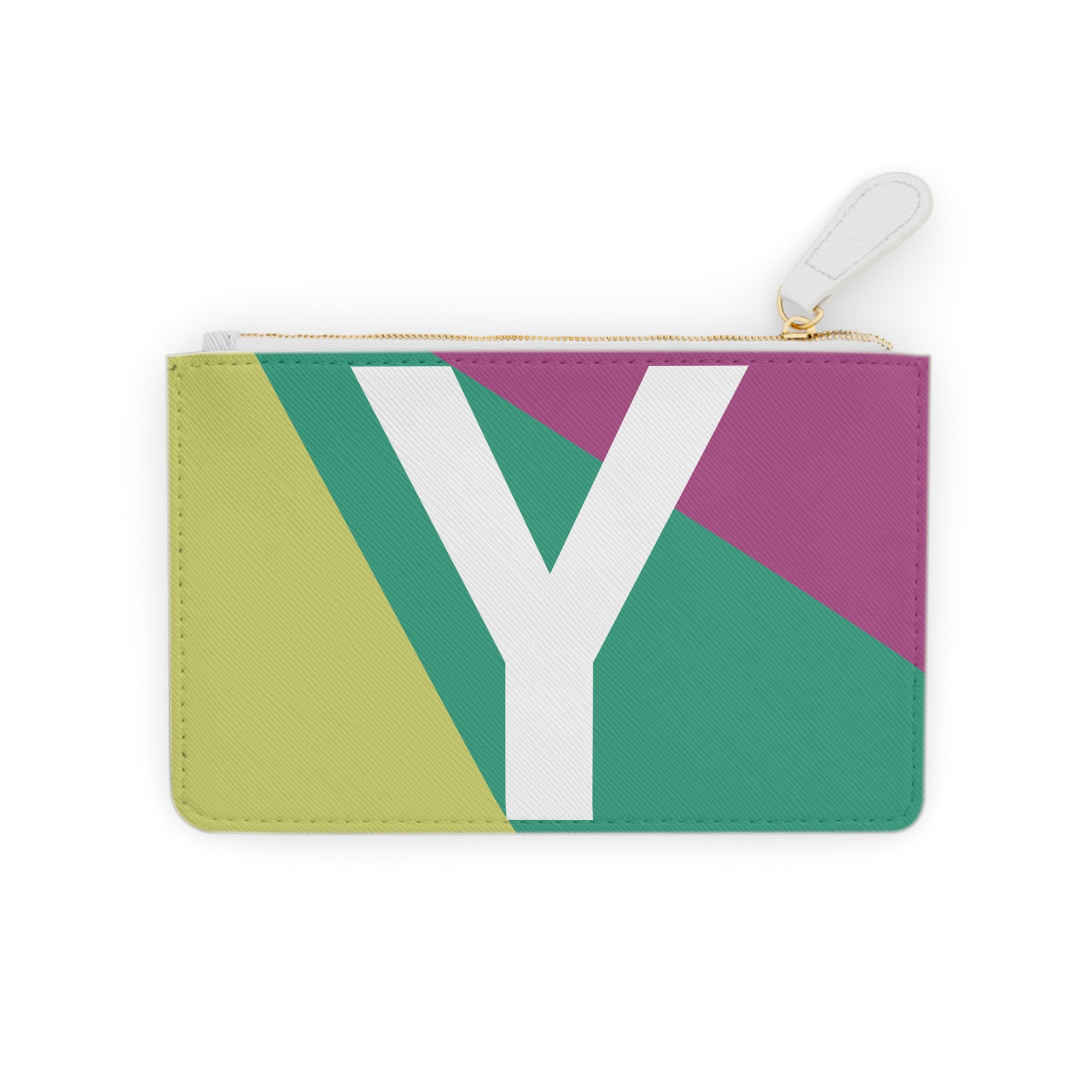 Initial Y Mini Clutch — Colorblock Monogram Wristlet Wallet