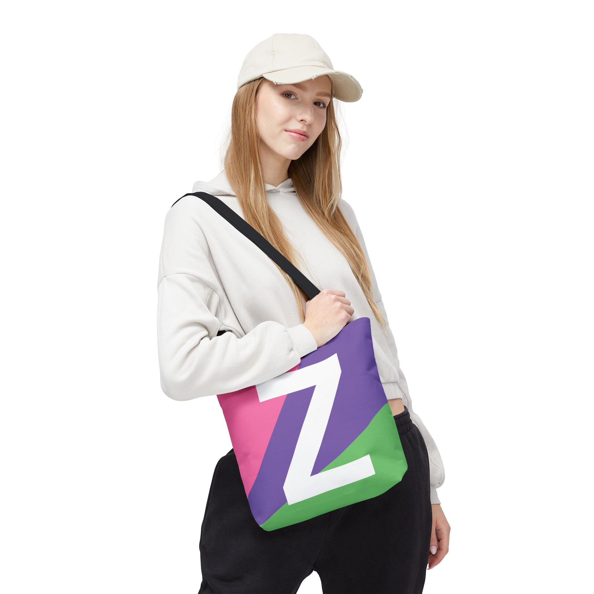 Monogram 'Z' Colorblock Tote Bag — Personalized Initial Z Shoulder Tote