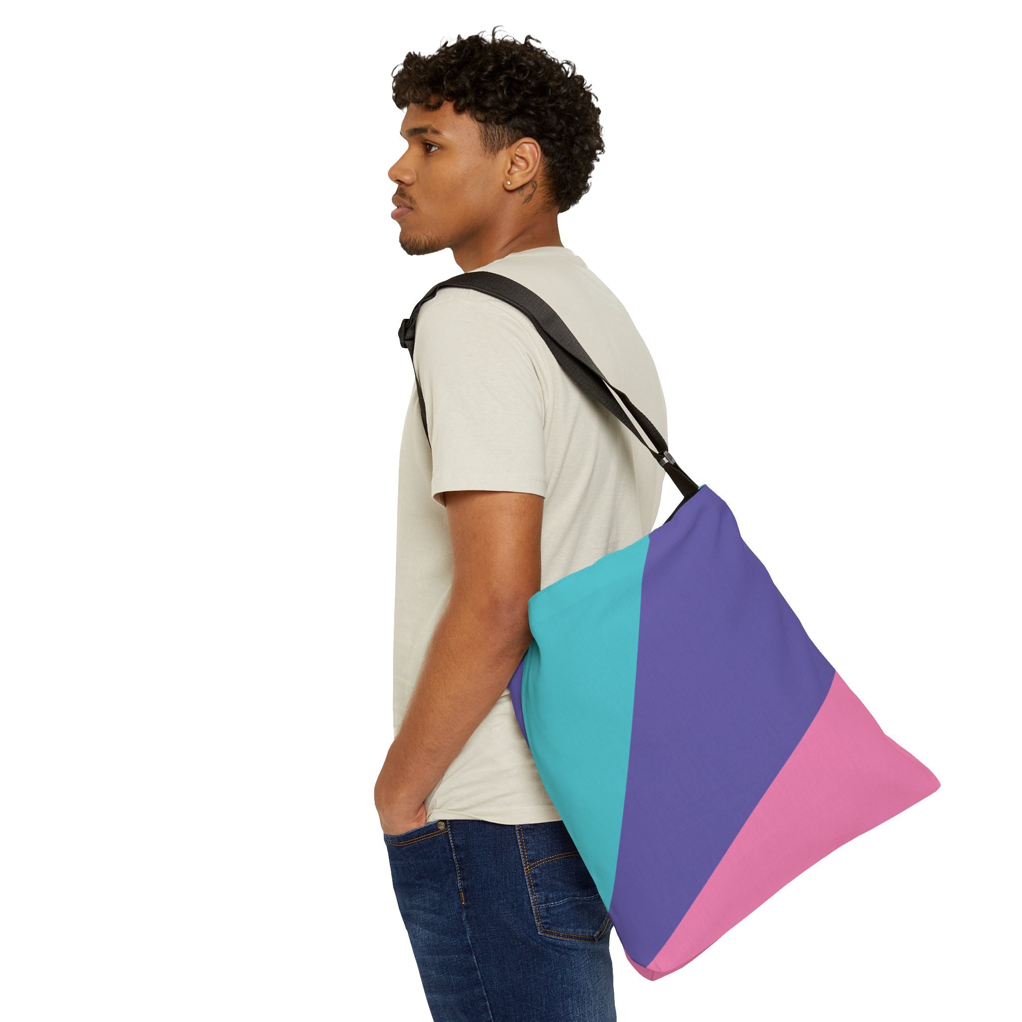 Colorblock Geometric Tote Bag — Adjustable Strap, Bright Abstract Pattern