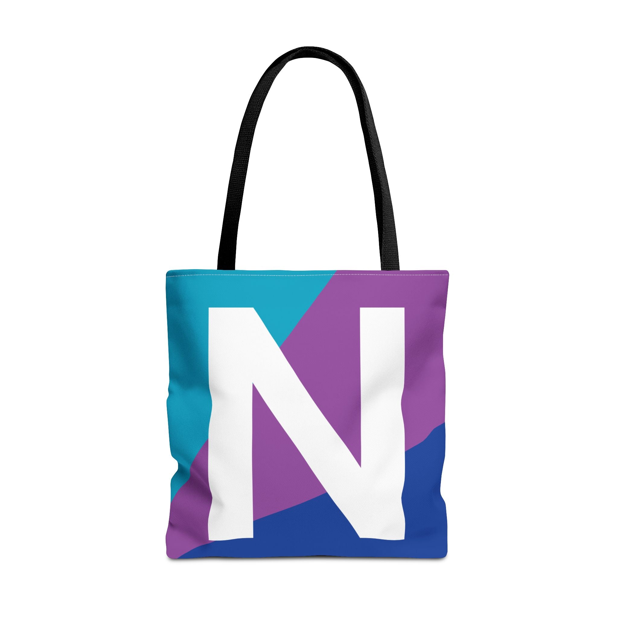 Monogram 'N' Colorblock Tote Bag — Personalized Initial N Shoulder Tote