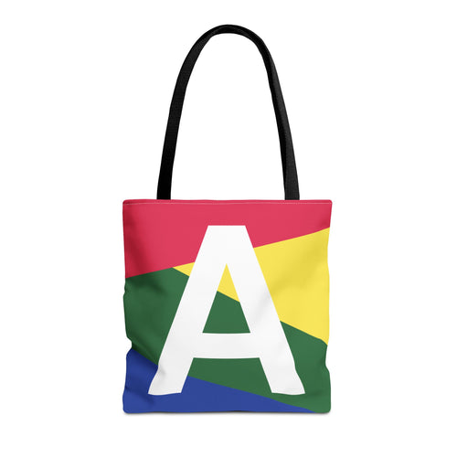 Monogram 'A' Colorblock Tote Bag — Personalized Initial A Shoulder Tote