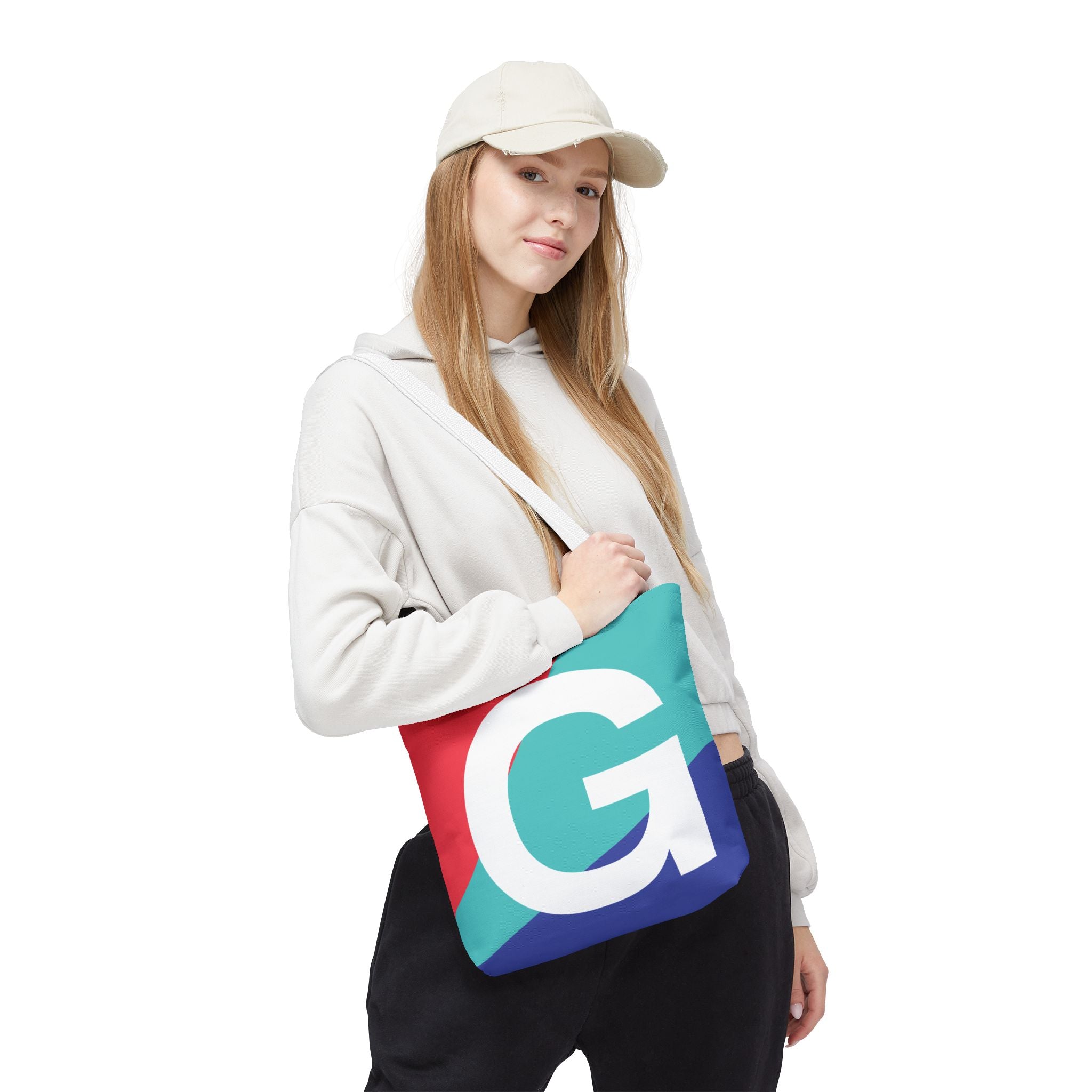 Monogram 'G' Colorblock Tote Bag — Personalized Initial G Shoulder Tote