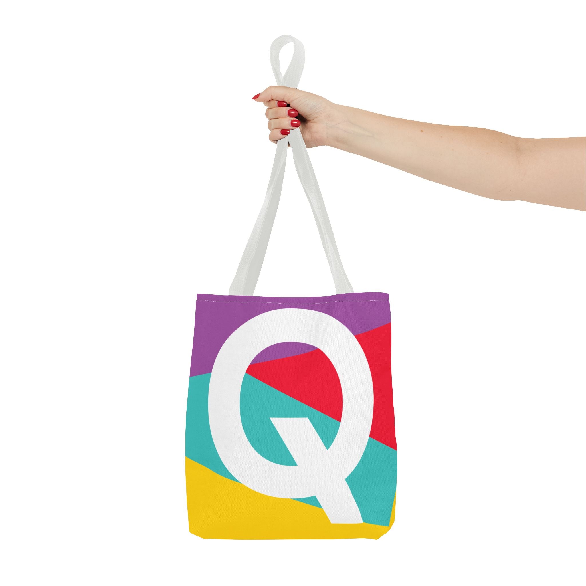 Monogram 'Q' Colorblock Tote Bag — Personalized Initial Q Shoulder Tote