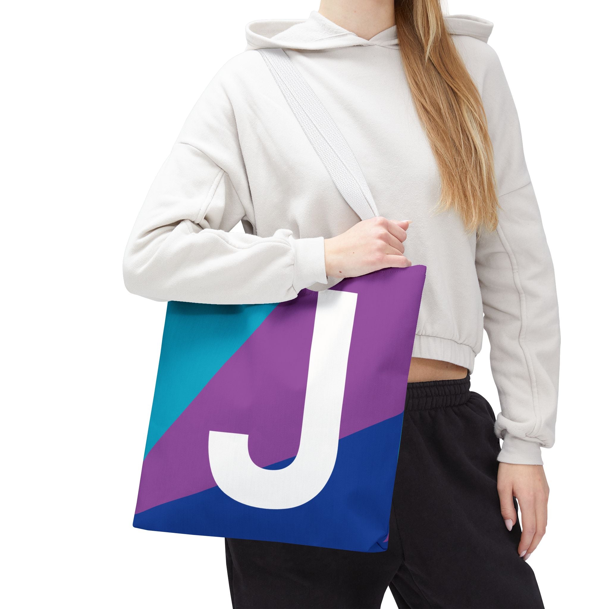 Monogram 'J' Colorblock Tote Bag — Personalized Initial J Shoulder Tote