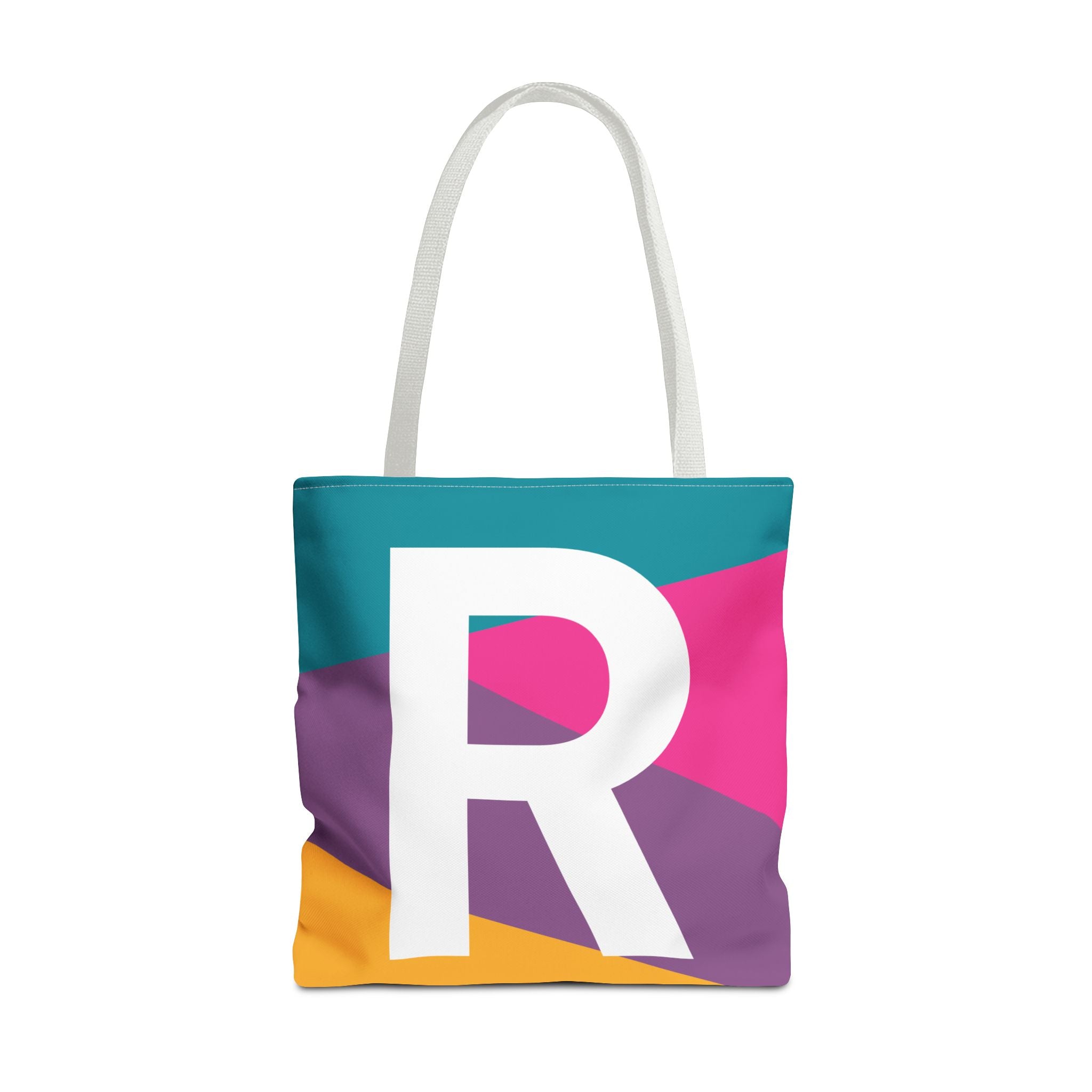 Monogram 'R' Colorblock Tote Bag — Personalized Initial R Shoulder Tote