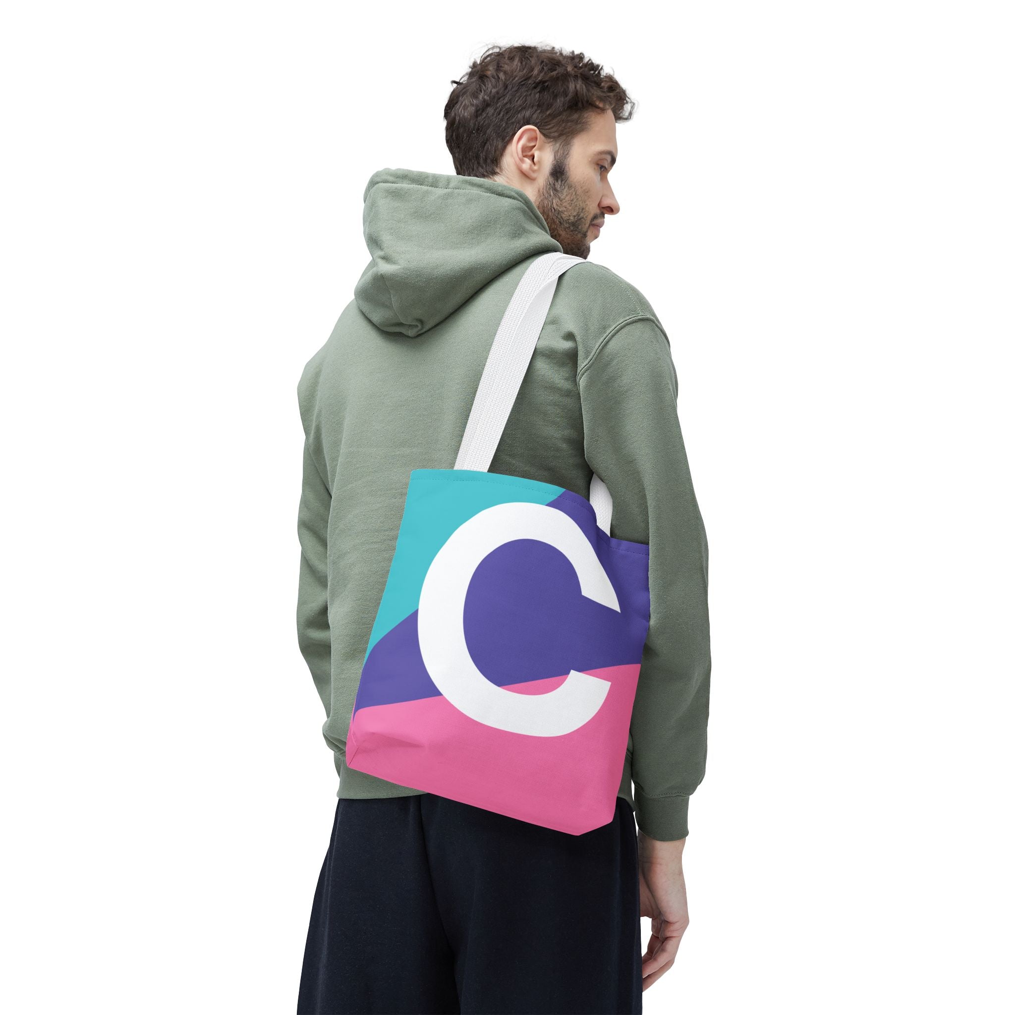 Monogram 'C' Colorblock Tote Bag — Personalized Initial C Shoulder Tote