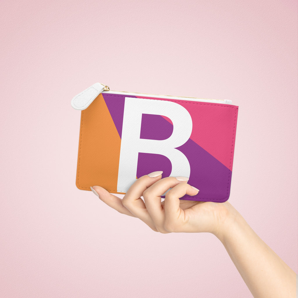 Initial B Mini Clutch — Colorblock Monogram Wristlet Wallet
