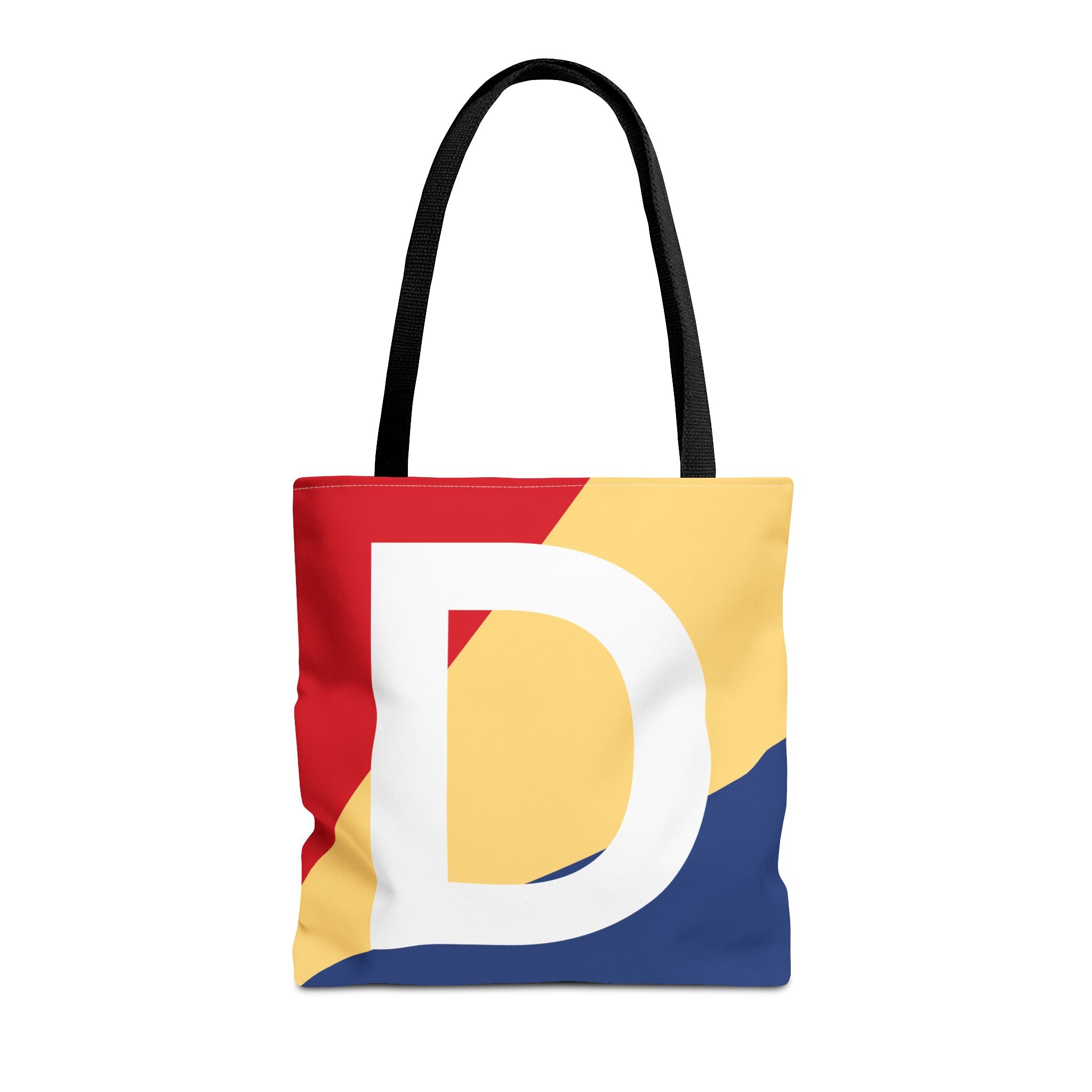 Monogram 'D' Colorblock Tote Bag — Personalized Initial D Shoulder Tote